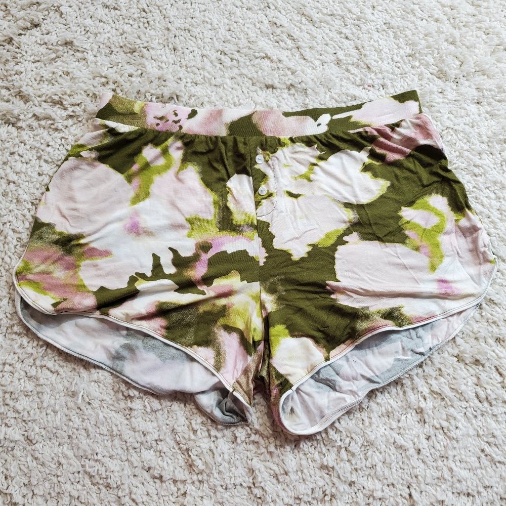 Stars Above Pajama Shorts Green Floral Small #1-16